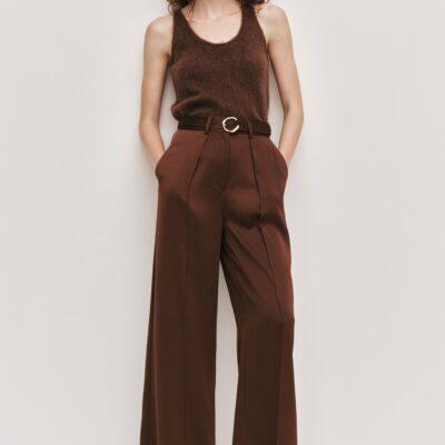 Aje Tansy Fluffy Knit Tank — DARK CHOCOLATE - Image 1