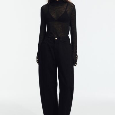 Aje Stevie Barrel Ankle Jean — BLACK - Image 1