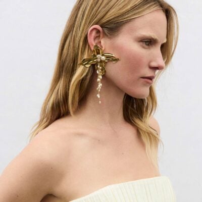 Aje Soleil Large Stud — GOLD/PEARL - Image 1