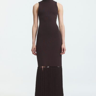 Aje Sofina Knit Tassel Midi Dress — CHOCOLATE - Image 1