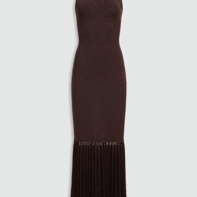 Aje Sofina Knit Tassel Midi Dress — CHOCOLATE - Image 2