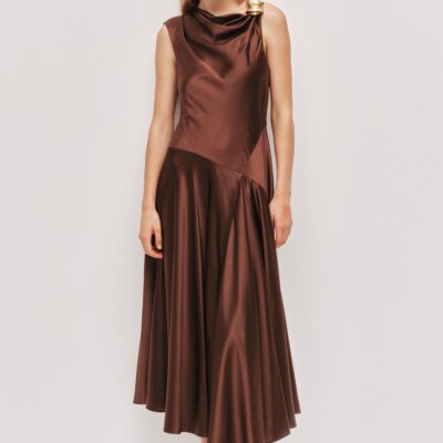 Aje Siren Midi Dress — DARK CHOCOLATE - Image 1