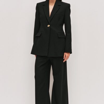 Aje Simone Pleated Back Blazer — BLACK - Image 1