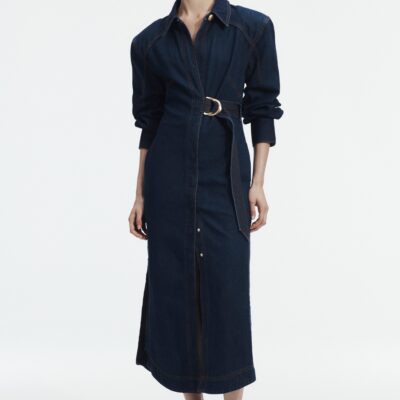 Aje Seren Denim Midi Dress — DARK CLASSIC WASH - Image 1