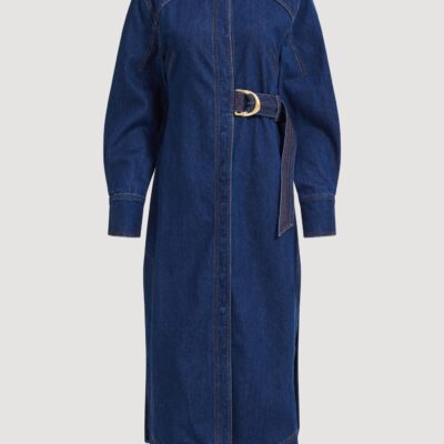 Aje Seren Denim Midi Dress — DARK CLASSIC WASH - Image 2