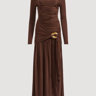 Aje Selah Jersey Maxi Dress — DARK CHOCOLATE - Image 2