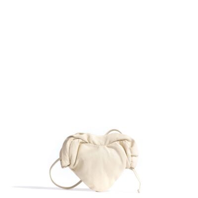 Anonymous Copenhagen Zally petite heart bag Shiny lamb White sand - Image 1