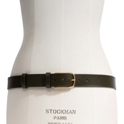 Anonymous Copenhagen Whane simple unisex leather belt Vegetal soft calf & metal Forrest green & gold buckle — 70 - Image 2