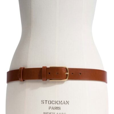 Anonymous Copenhagen Whane simple unisex leather belt Vegetal soft calf & metal Cinnamon & gold buckle — 70 - Image 2