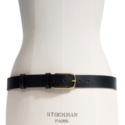 Anonymous Copenhagen Whane simple unisex leather belt Vegetal soft calf & metal Black & gold buckle — 70 - Image 2