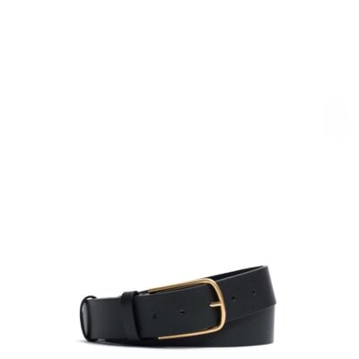 Anonymous Copenhagen Whane simple unisex leather belt Vegetable tanned calf & metal Black & gold buckle — 70 - Image 1