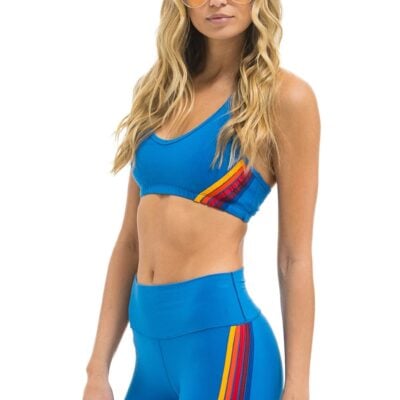 Aviator Nation WOMEN'S 5 STRIPE V-CUT SPORTS BRA - CARRIBEAN — XS - Image 2