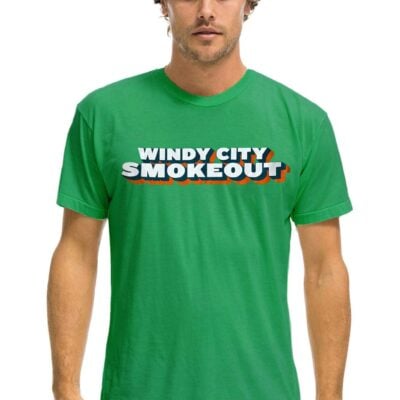 Aviator Nation WINDY CITY SMOKEOUT 2025 CREW TEE SHIRT - KELLY GREEN — XS - Image 1
