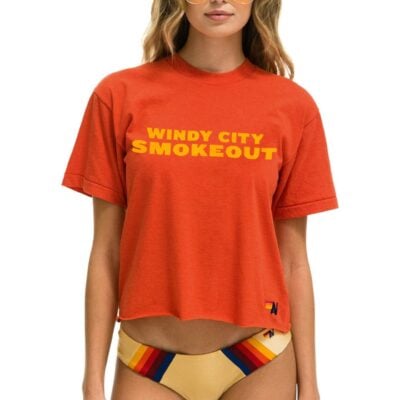 Aviator Nation WINDY CITY SMOKEOUT 2025 BOYFRIEND TEE SHIRT - ORANGE — XS - Image 1