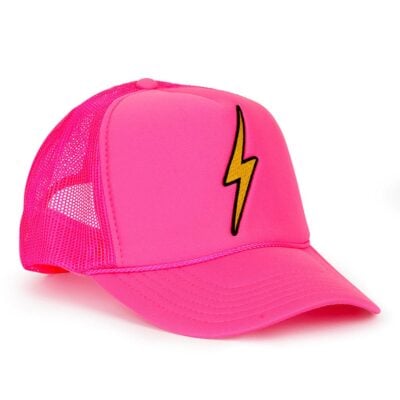 Aviator Nation VINTAGE BOLT TRUCKER HAT — NEON PINK - Image 1