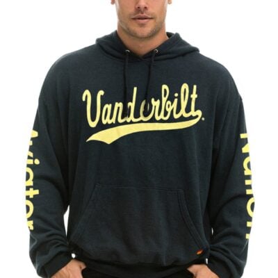 Aviator Nation VANDERBILT LOGO PULLOVER HOODIE RELAXED - BLACK — XS - Image 1