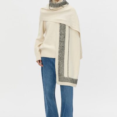 Camilla and Marc Tusk Knit Stripe Scarf — cream/black - Image 1