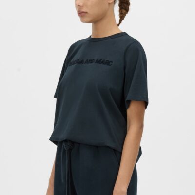Camilla and Marc Tia Flocking Logo Tee — deep ink - Image 2