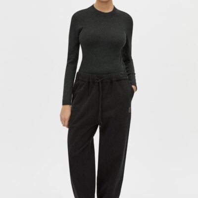 Camilla and Marc Sorrell Denim Fleece Track Pant — black - Image 1