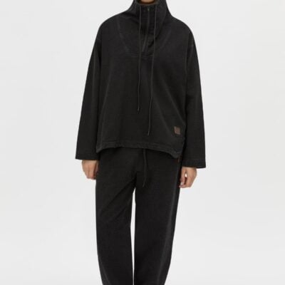 Camilla and Marc Sorrell Denim Fleece Pullover Top — black - Image 1