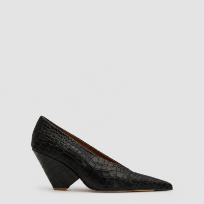 Camilla and Marc Rhys Croc Pump — black - Image 1