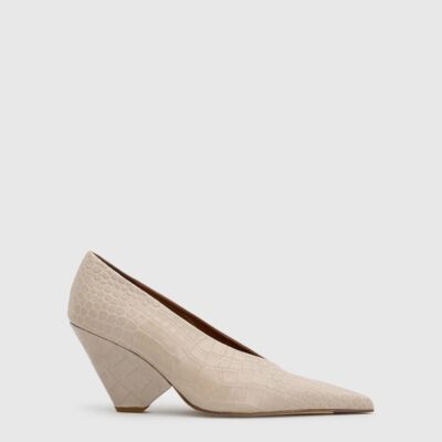 Camilla and Marc Rhys Croc Pump — cream - Image 1