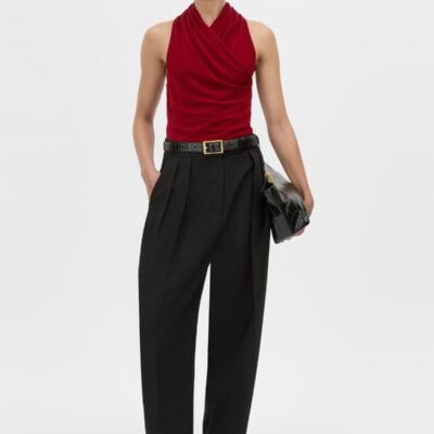 Camilla and Marc Ravine Wrap Neck Bodysuit — cherry - Image 1