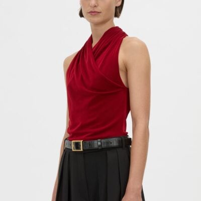 Camilla and Marc Ravine Wrap Neck Bodysuit — cherry - Image 2