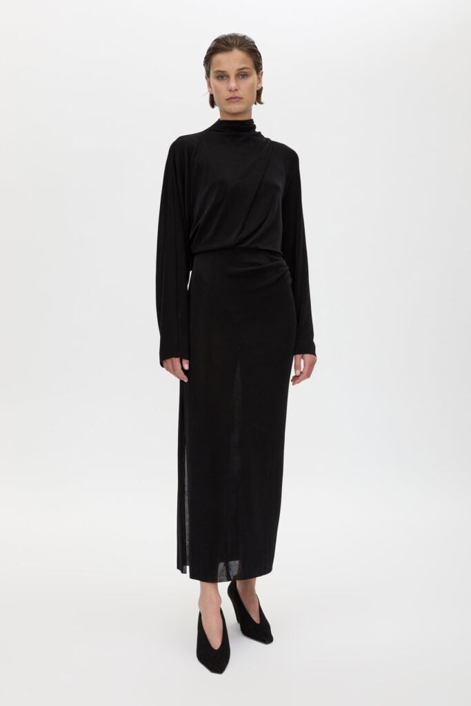 Camilla and Marc Ravine Draped Sleeve Dress — black