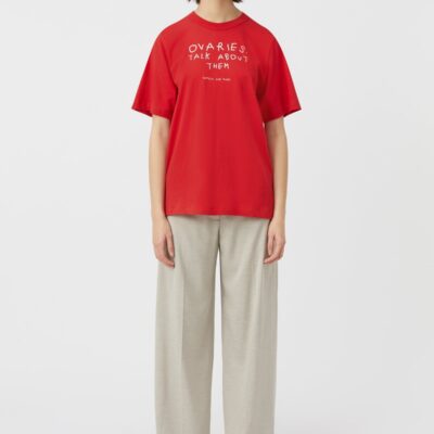 Camilla and Marc Ovarian Cancer Unisex Tee — poppy red - Image 2