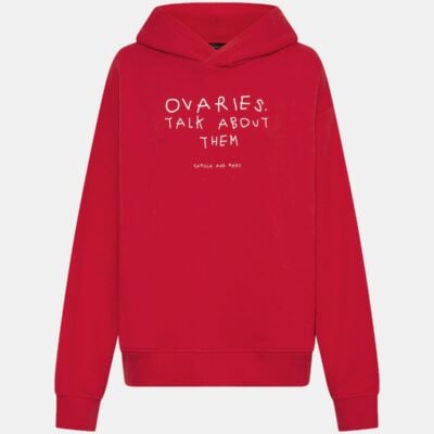 Camilla and Marc Ovarian Cancer Unisex Hoodie — poppy red - Image 1