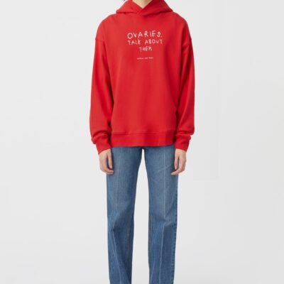 Camilla and Marc Ovarian Cancer Unisex Hoodie — poppy red - Image 2