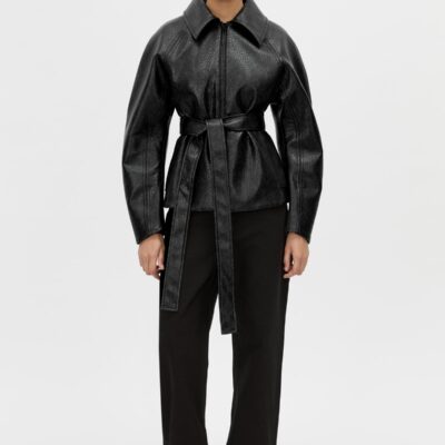 Camilla and Marc Oreno Croc Belted Jacket — black - Image 1