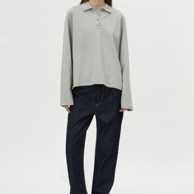 Camilla and Marc Moreno Long Sleeve Polo Top — grey marle - Image 1