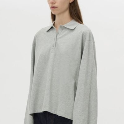 Camilla and Marc Moreno Long Sleeve Polo Top — grey marle - Image 2