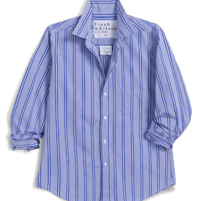 Frank & Eileen BARRY Royal Blue Stripe, Italian Cotton - Image 1