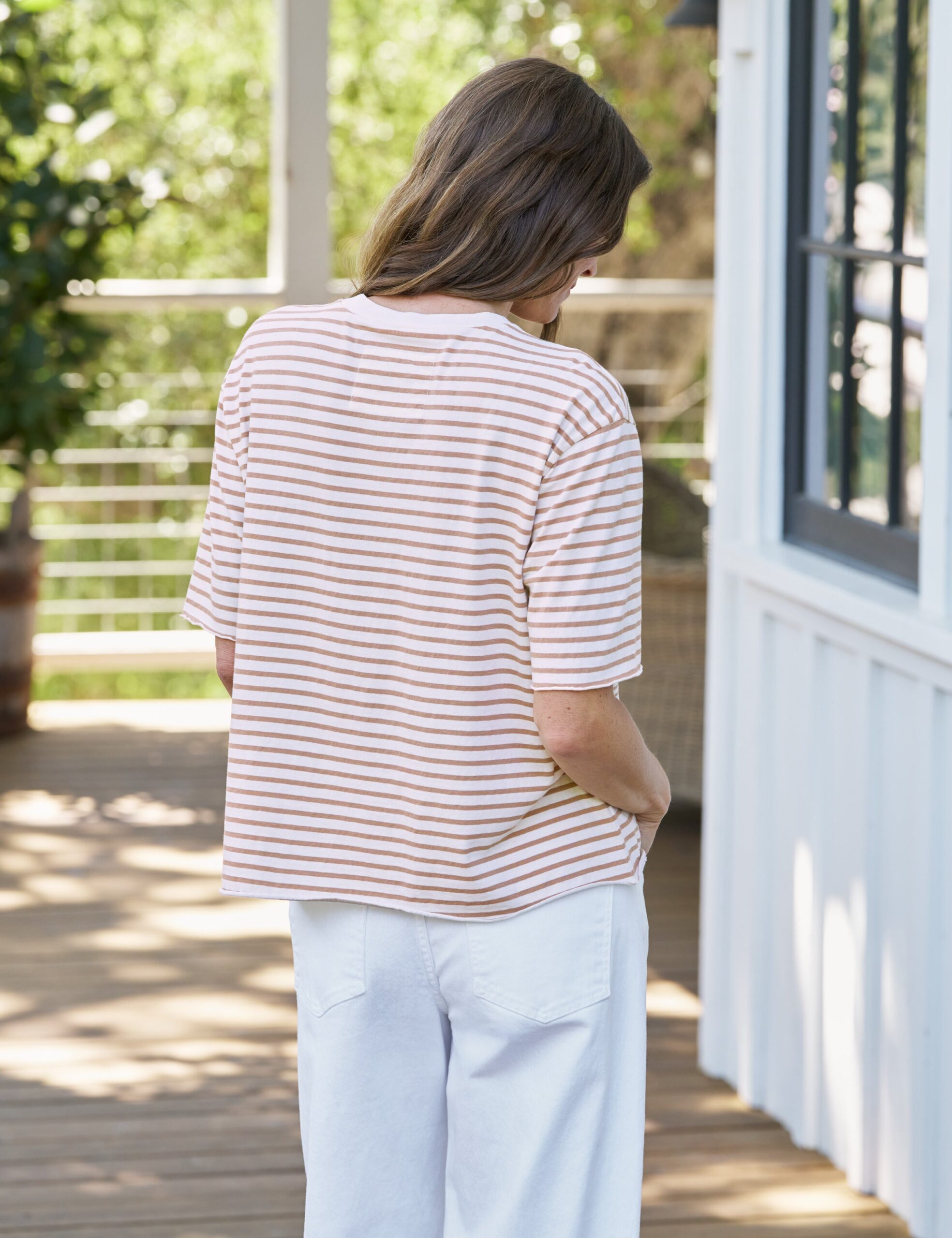 MNFE300726062733036_2 Frank & Eileen PERRY Vintage White and Camel Stripe, Vintage Jersey - Image 2