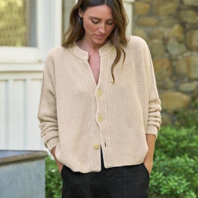Frank & Eileen MONTECITO CARDIGAN Sand, Pure Italian Cotton - Image 1