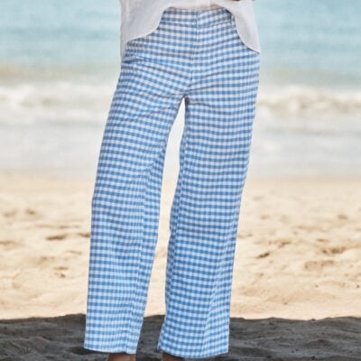 Frank & Eileen WEXFORD Blue Gingham, Italian Performance Linen - Image 1