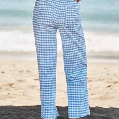 Frank & Eileen WEXFORD Blue Gingham, Italian Performance Linen - Image 2