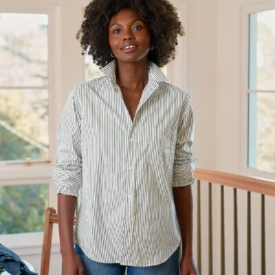 Frank & Eileen WAVERLY Army Green Stripe, Italian Superluxe - Image 1
