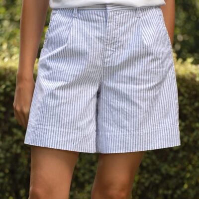 Frank & Eileen WATERFORD 7.5" Navy and White Stripe, Italian Performance Linen - Image 1