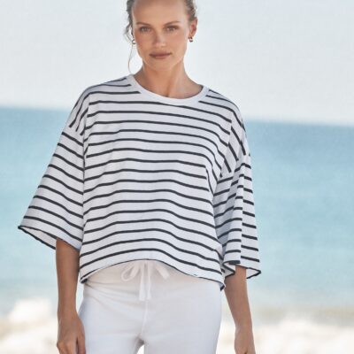 Frank & Eileen PRESLEY Wide Navy French Stripe, Vintage Jersey - Image 1