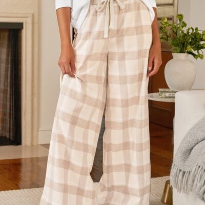 Frank & Eileen PIPER Cream and Camel Plaid, Italian Flannel - Image 1