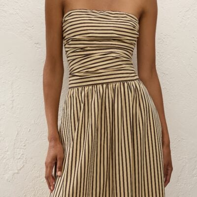 Faithfull The Brand Vera Maxi Dress Carmen Stripe Sand Cedar — CARMEN STRIPE - SAND CEDAR - Image 2