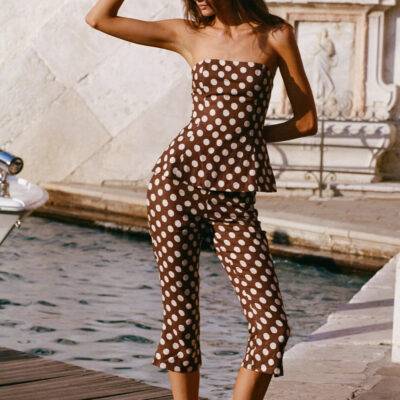 Faithfull The Brand Valeria Capri Pant Cioccolato Dot - Image 2