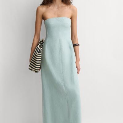 Faithfull The Brand The Bandeau Dress Teal - Image 1