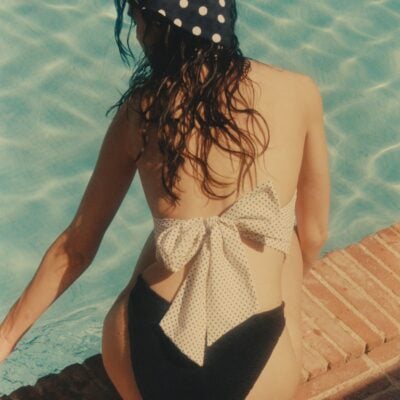 Hunza G UPF Halter Top - Vanilla polka-dot — Vanilla polka dot - Image 1