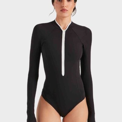 Hunza G Tyra UPF 50+ Swim - Black/White — Black & White - Image 2