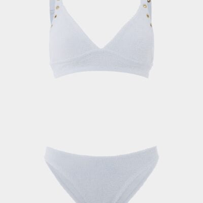 Hunza G Tessa Eyelet Bikini - White/Gold - Image 1